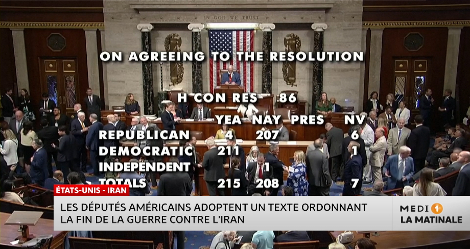 USA-Iran : les députés américains adoptent un texte ordonnant la fin de la guerre contre l'Iran