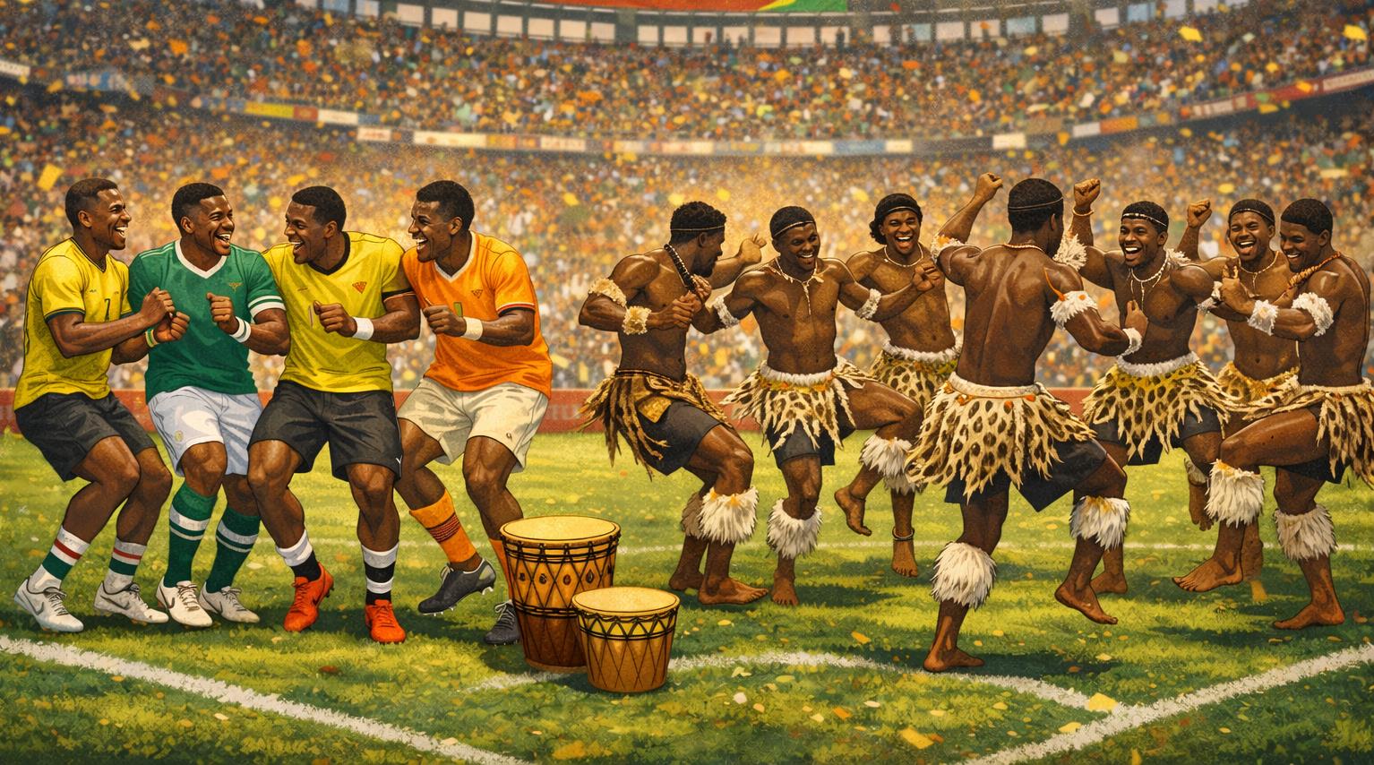 الرقصات الإفريقية..طقوس احتفالية تنبض بالحياة في الأعراس الكروية الرقصات الإفريقية..طقوس احتفالية تنبض بالحياة في الأعراس الكروية