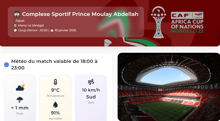 CAN 2025 : Prévisions météo pour la finale Maroc-Sénégal CAN 2025 : Prévisions météo pour la finale Maroc-Sénégal