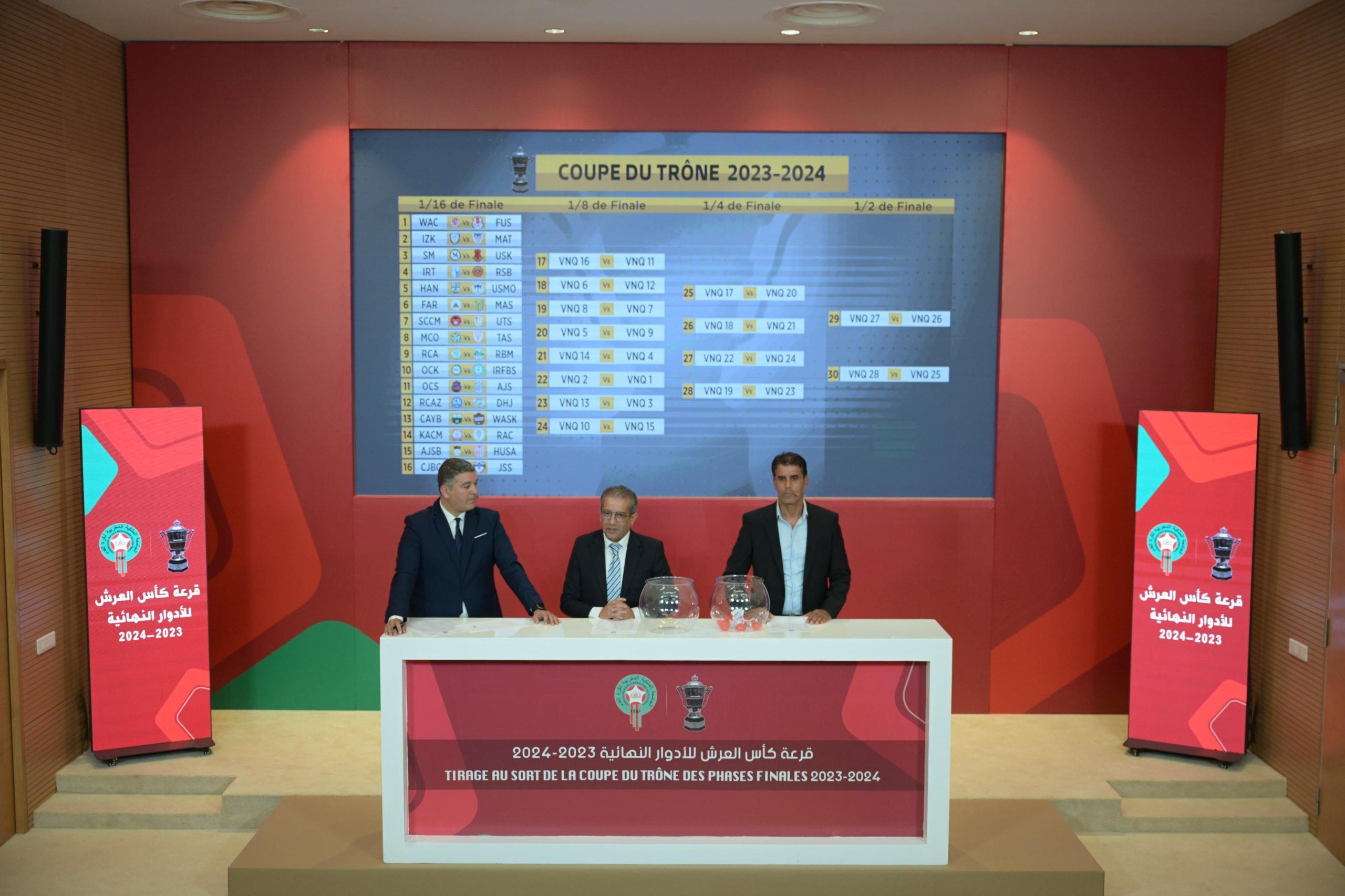 قرعة كأس العرش 2023-2024.. مواجهات قوية وأخرى متكافئة في دور سدس العشر