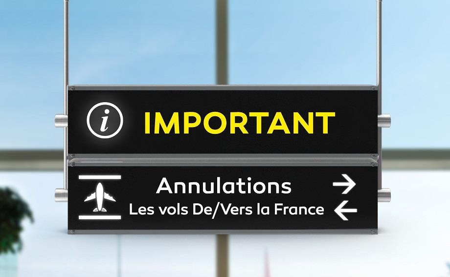 RAM annule ses vols de et vers la France