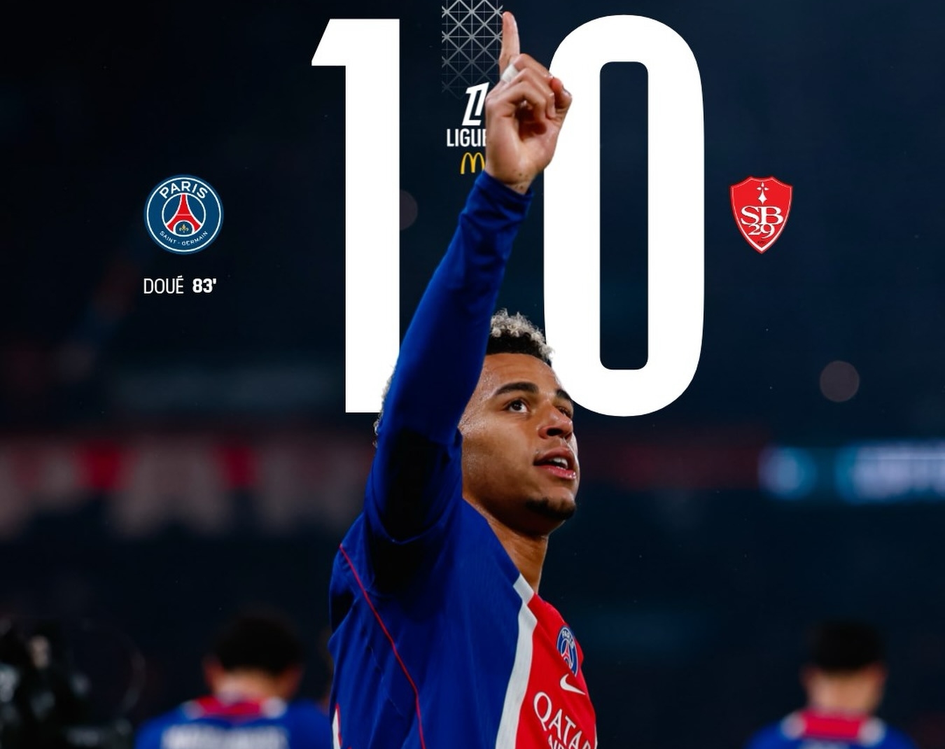 Ligue 1: Doué héroïque, le PSG s’offre une victoire précieuse et touche le titre du doigt
