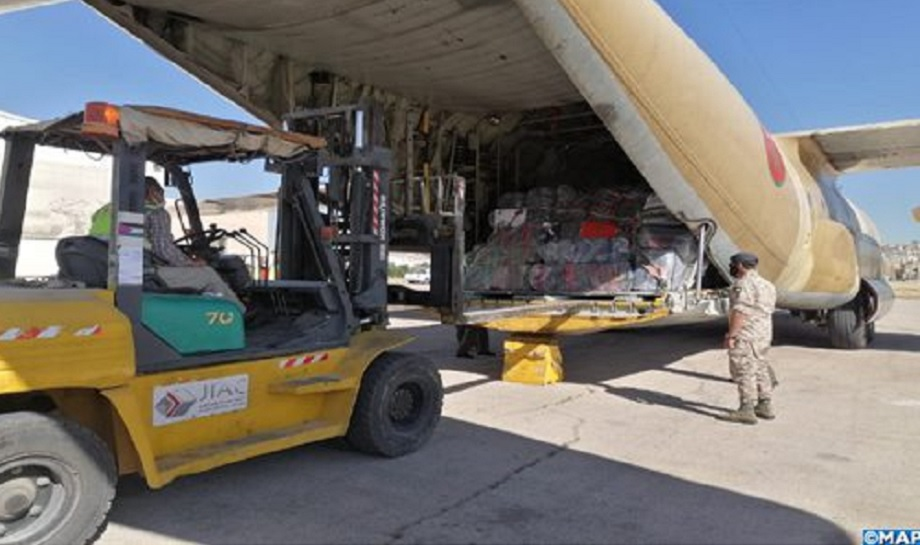 Arrivée en Jordanie de deux avions militaires marocains acheminant une aide humanitaire au profit des Palestiniens