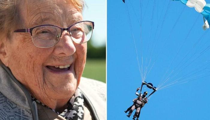 سويدية في سن 103 أعوام تحطم الرقم القياسي للقفز الثنائي بالمظلة
