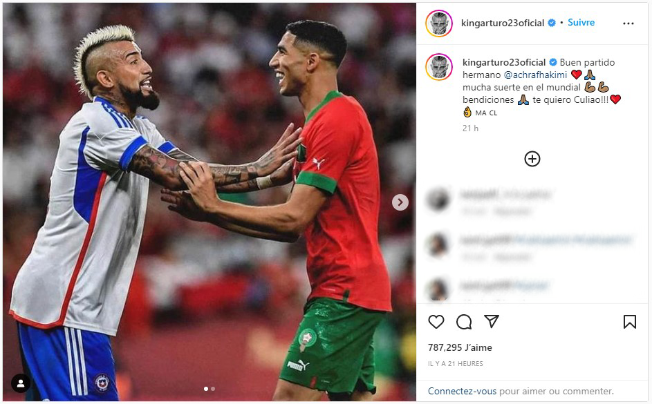 بعد مباراة المغرب والشيلي.. فيدال يهنئ حكيمي