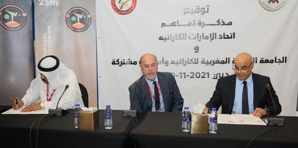 توقيع اتفاقية تعاون بين الجامعة الملكية المغربية للكاراطي والاتحاد الإماراتي للعبة